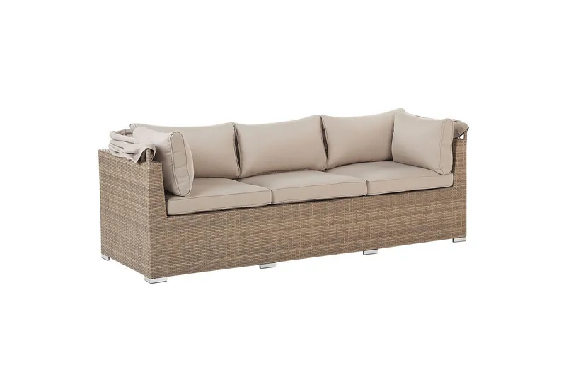 Loungegrupp med bord Beliani Coccolia Beige||Brown - Puutarhakalusteet - Terassiryhmät - Sohvaryhmät ulos