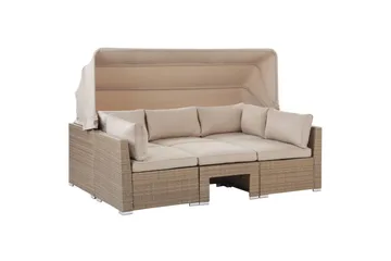 Loungegrupp med bord Beliani Coccolia Beige||Brown - Puutarhakalusteet - Terassiryhmät - Sohvaryhmät ulos