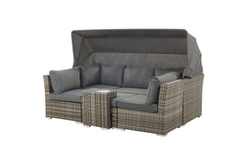 Loungegrupp med bord Beliani Coccolia Brown||Grey - Puutarhakalusteet - Terassiryhmät - Sohvaryhmät ulos