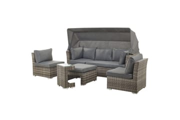 Loungegrupp med bord Beliani Coccolia Brown||Grey - Puutarhakalusteet - Terassiryhmät - Sohvaryhmät ulos