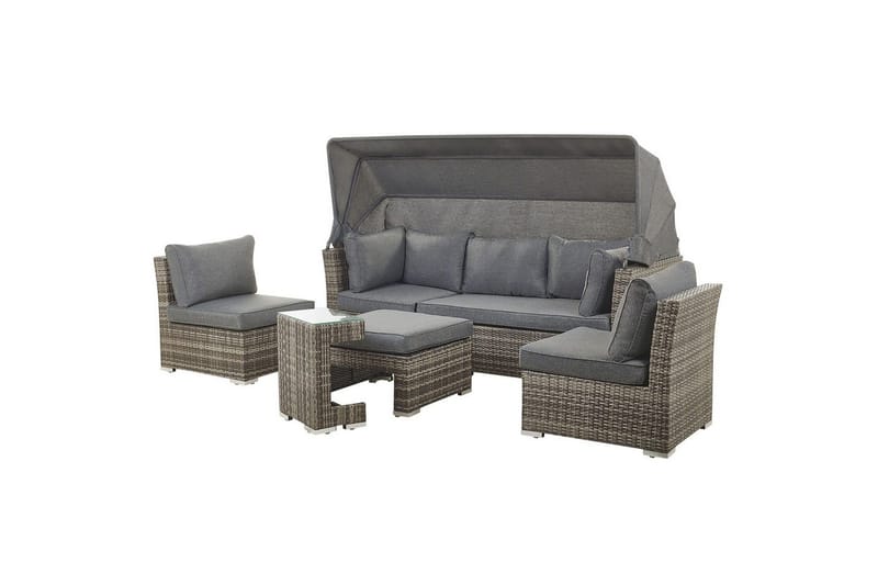 Loungegrupp med bord Beliani Coccolia Brown||Grey - Puutarhakalusteet - Terassiryhmät - Sohvaryhmät ulos