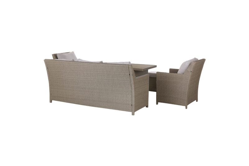 Loungegrupp med bord Beliani Fonti Natur/grå/beige Natural||Grey||Beige - Puutarhakalusteet - Terassiryhmät - Sohvaryhmät ulos