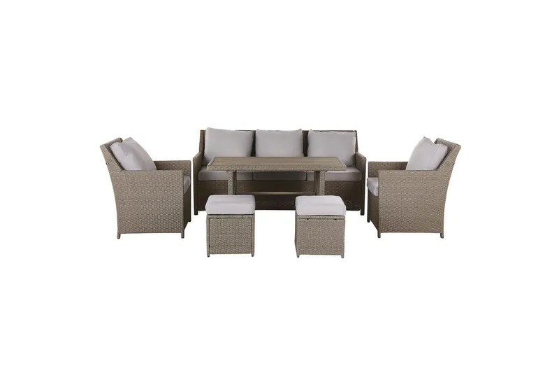 Loungegrupp med bord Beliani Fonti Natur/grå/beige Natural||Grey||Beige, undefined