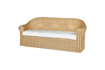 Loungegrupp med bord Beliani Livadeia Natural||White - Puutarhakalusteet - Terassiryhmät - Sohvaryhmät ulos
