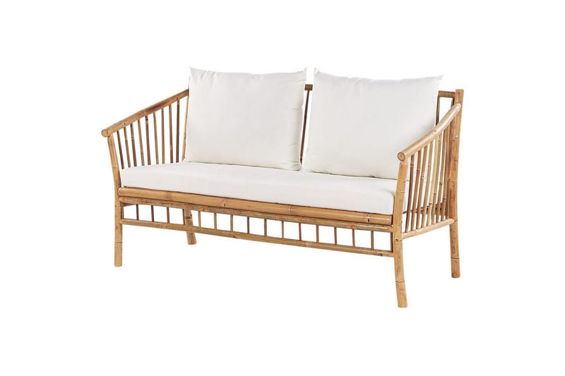 Loungegrupp med bord Beliani Maggiore Light wood||White - Puutarhakalusteet - Terassiryhmät - Sohvaryhmät ulos