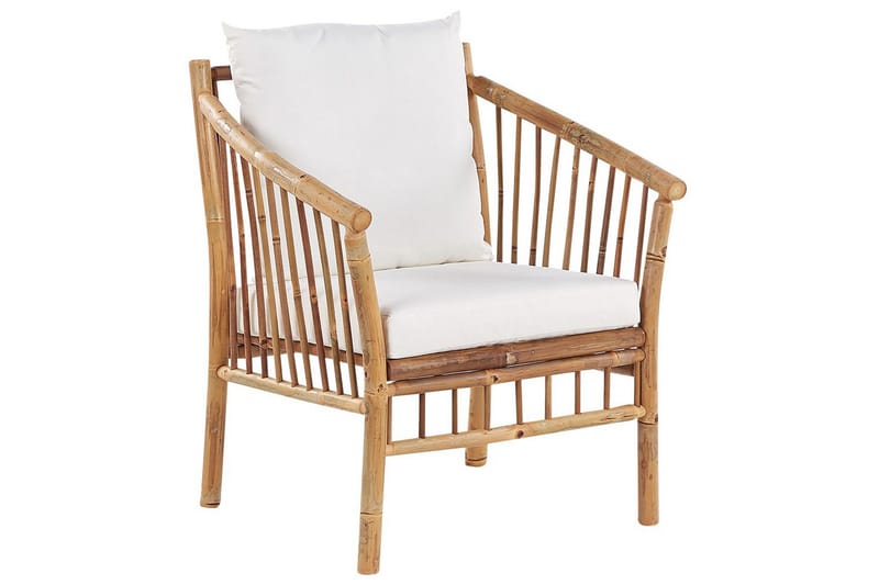 Loungegrupp med bord Beliani Maggiore Light wood||White - Puutarhakalusteet - Terassiryhmät - Sohvaryhmät ulos