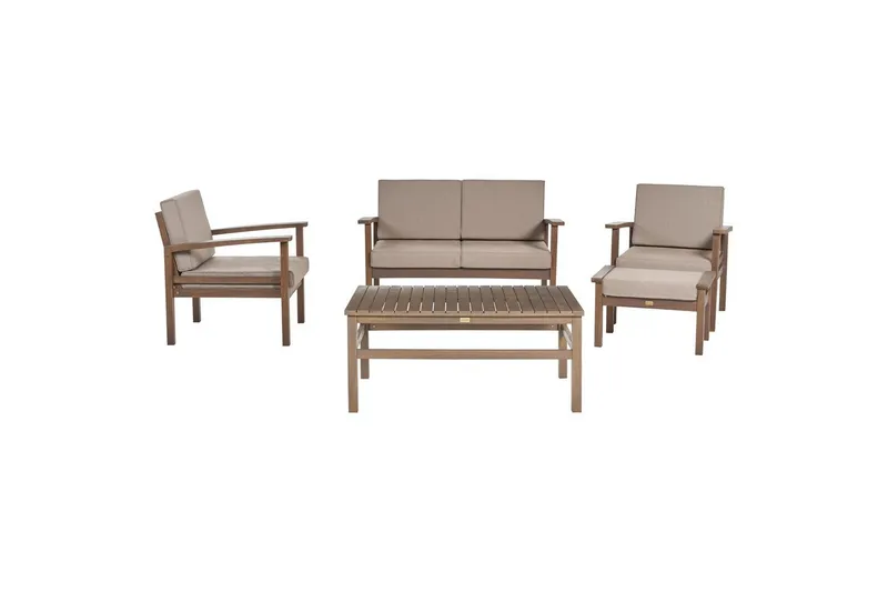 Loungegrupp med bord Beliani Manila Ja Grey||Dark wood, undefined