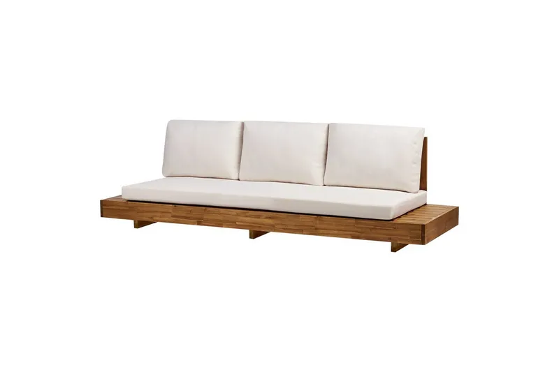 Loungegrupp med bord Beliani Marettimo Light wood, White - Puutarhakalusteet - Terassiryhmät - Sohvaryhmät ulos