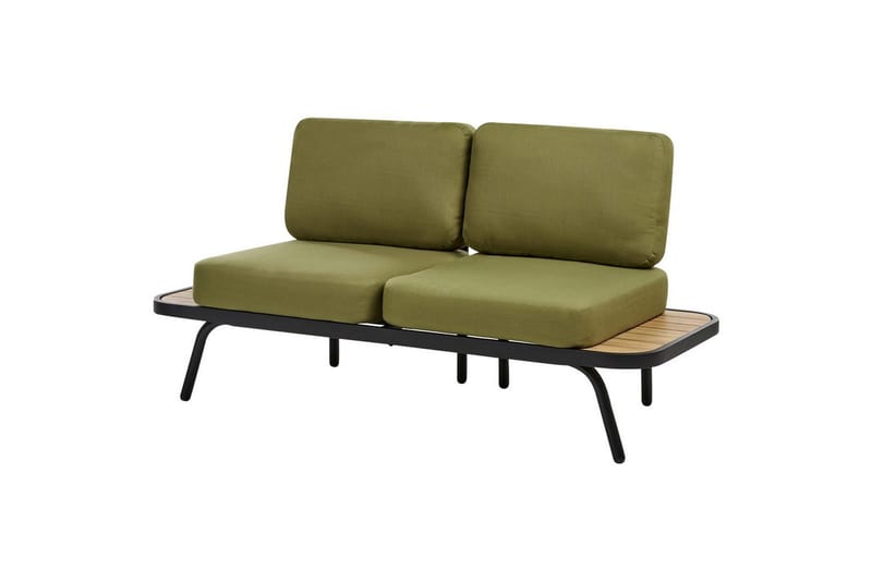 Loungegrupp med bord Beliani Minozzo Green||Black||Light wood - Puutarhakalusteet - Terassiryhmät - Sohvaryhmät ulos