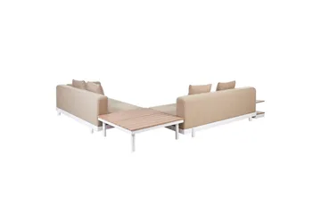 Loungegrupp med bord Beliani Missanello Beige/vit Beige||White - Puutarhakalusteet - Terassiryhmät - Sohvaryhmät ulos