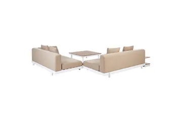 Loungegrupp med bord Beliani Missanello Beige/vit Beige||White - Puutarhakalusteet - Terassiryhmät - Sohvaryhmät ulos