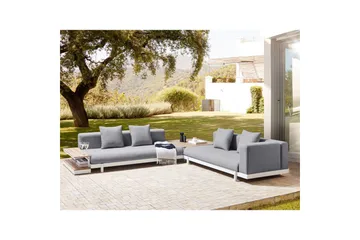 Loungegrupp med bord Beliani Missanello Beige/vit Grey||White - Puutarhakalusteet - Terassiryhmät - Sohvaryhmät ulos