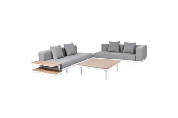 Loungegrupp med bord Beliani Missanello Beige/vit Grey||White - Puutarhakalusteet - Terassiryhmät - Sohvaryhmät ulos