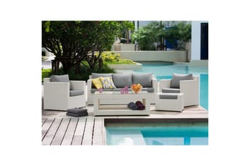 Loungegrupp med bord Beliani Roma White||Grey - Puutarhakalusteet - Terassiryhmät - Sohvaryhmät ulos