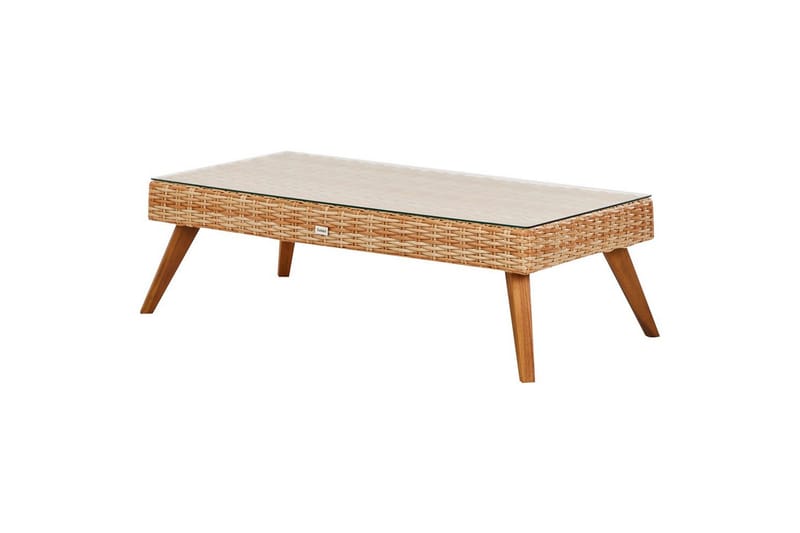 Loungegrupp med bord Beliani Vittoria Beige/grönt/mörkt trä, 5-Sits Beige||White||Light wood - Puutarhakalusteet - Terassiryhmät - Sohvaryhmät ulos