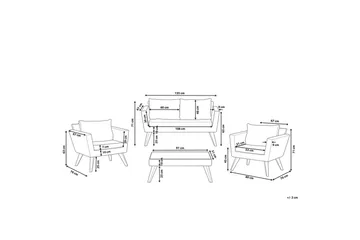 Loungegrupp med bord Beliani Vittoria Naturligt/grönt/ljust trä, 4-Sits Natural||White||Light wood - Puutarhakalusteet - Terassiryhmät - Sohvaryhmät ulos