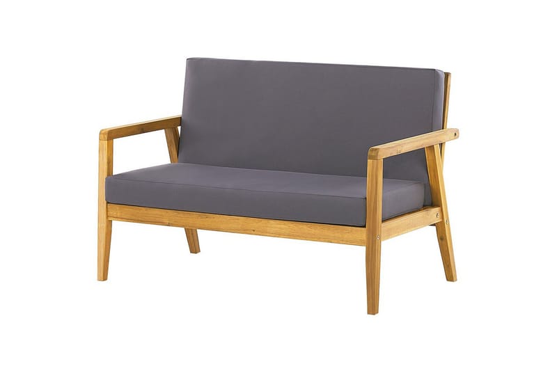 Loungegrupp med bord Beliani Pallano Light wood||Grey - Puutarhakalusteet - Terassiryhmät - Sohvaryhmät ulos