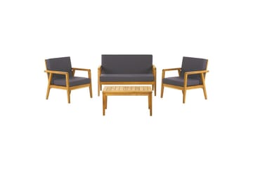 Loungegrupp med bord Beliani Pallano Light wood||Grey - Puutarhakalusteet - Terassiryhmät - Sohvaryhmät ulos