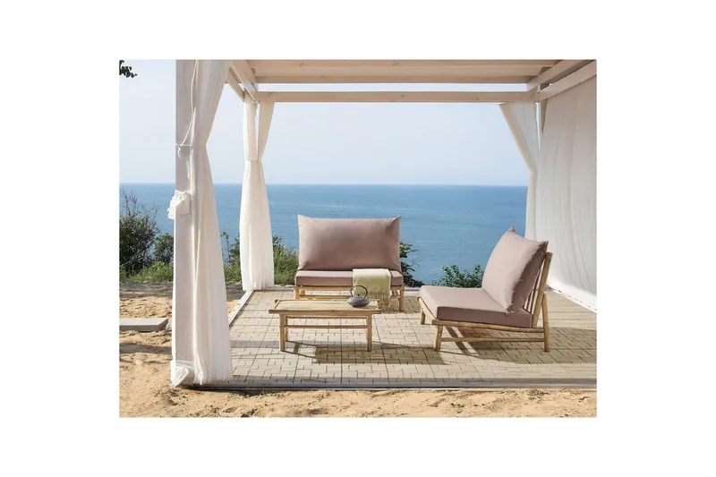 Loungeset Beliani Todi Ljus trä/Taupe Light wood||Taupe - Puutarhakalusteet - Terassiryhmät - Sohvaryhmät ulos
