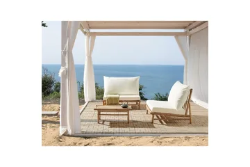 Loungeset Beliani Todi Ljus trä/Taupe Light wood||White - Puutarhakalusteet - Terassiryhmät - Sohvaryhmät ulos
