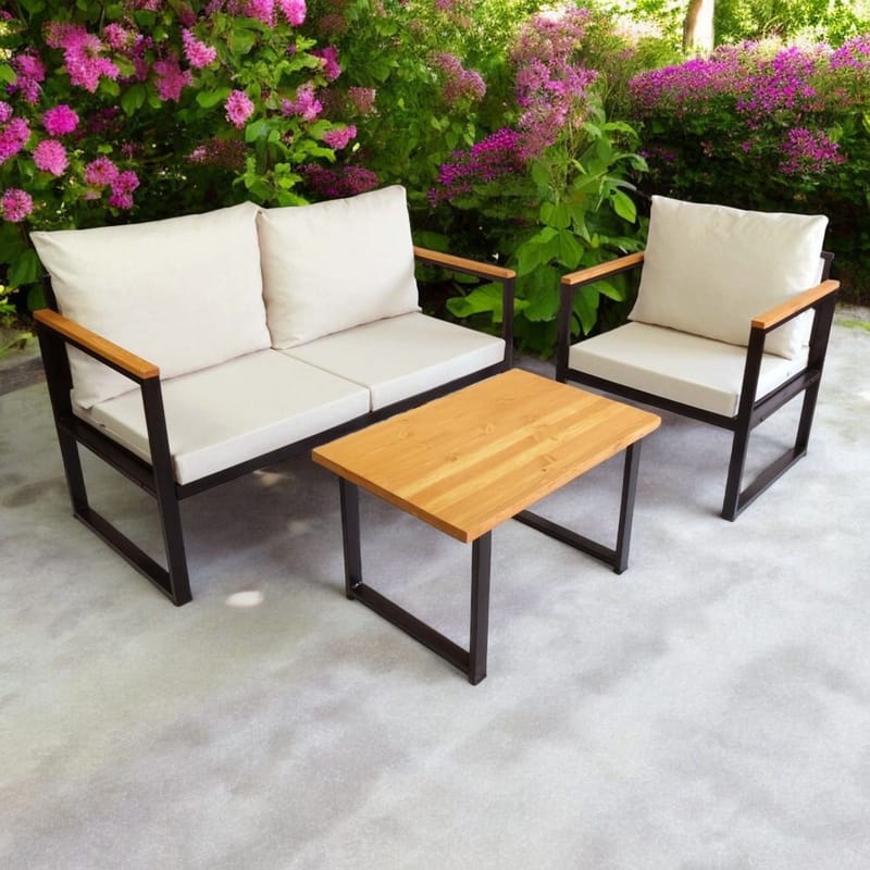 Luvin 3-istuttava Sohvaryhmä Ulkokäyttöön - Beige - Puutarhakalusteet - Terassiryhmät - Sohvaryhmät ulos