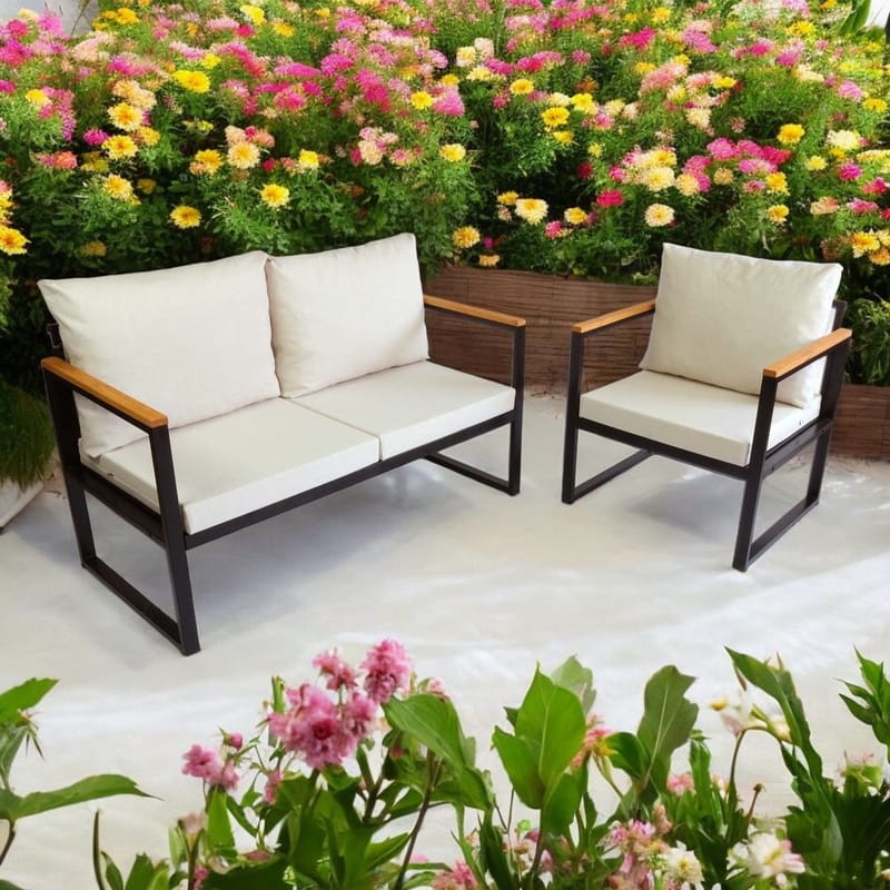 Luvin 3-istuttava Sohvaryhmä Ulkokäyttöön - Beige - Puutarhakalusteet - Terassiryhmät - Sohvaryhmät ulos