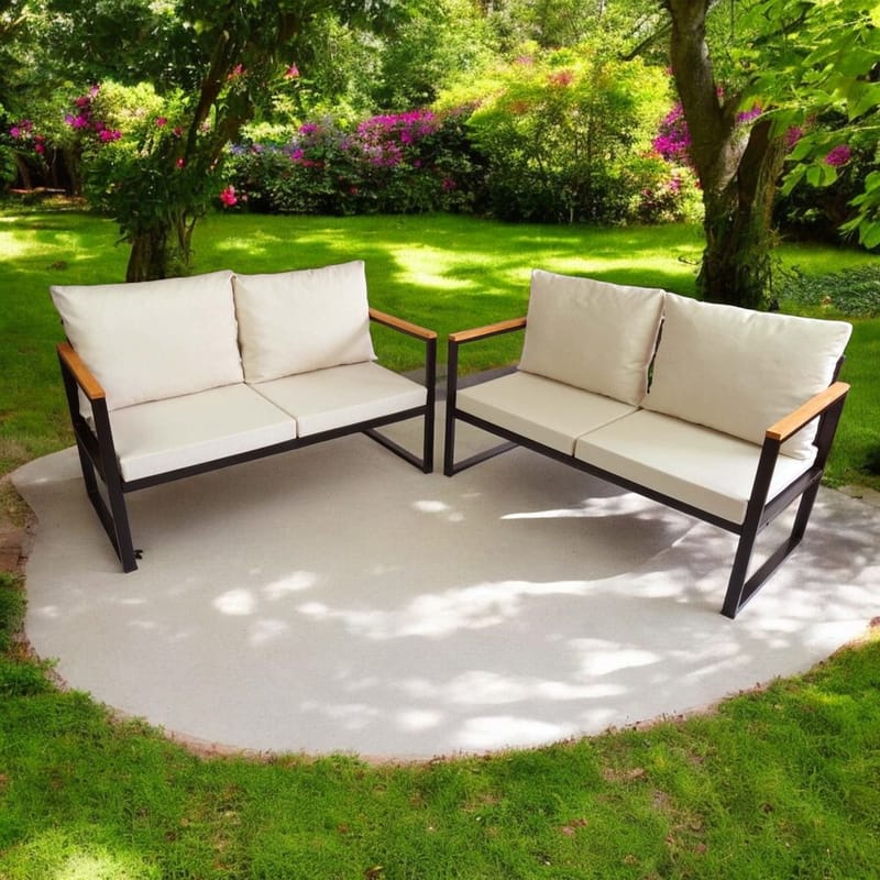 Luvin 4-istuttava Sohvaryhmä Ulkokäyttöön - Beige - Puutarhakalusteet - Terassiryhmät - Sohvaryhmät ulos