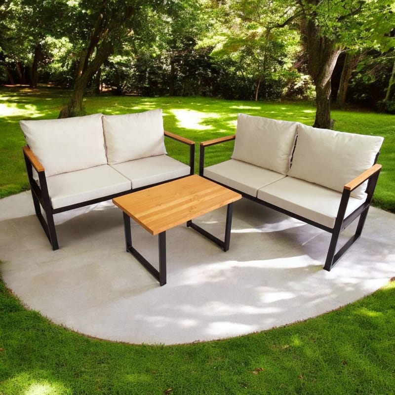 Luvin 4-istuttava Sohvaryhmä Ulkokäyttöön - Beige - Puutarhakalusteet - Terassiryhmät - Sohvaryhmät ulos