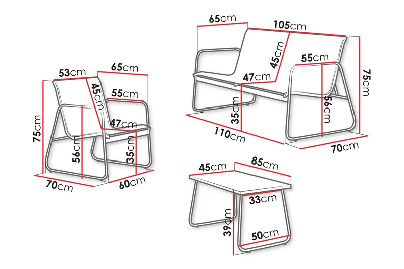 Maplewyn Oleskeluryhmä Ulkokäyttöön - Harmaa - Puutarhakalusteet - Terassiryhmät - Sohvaryhmät ulos