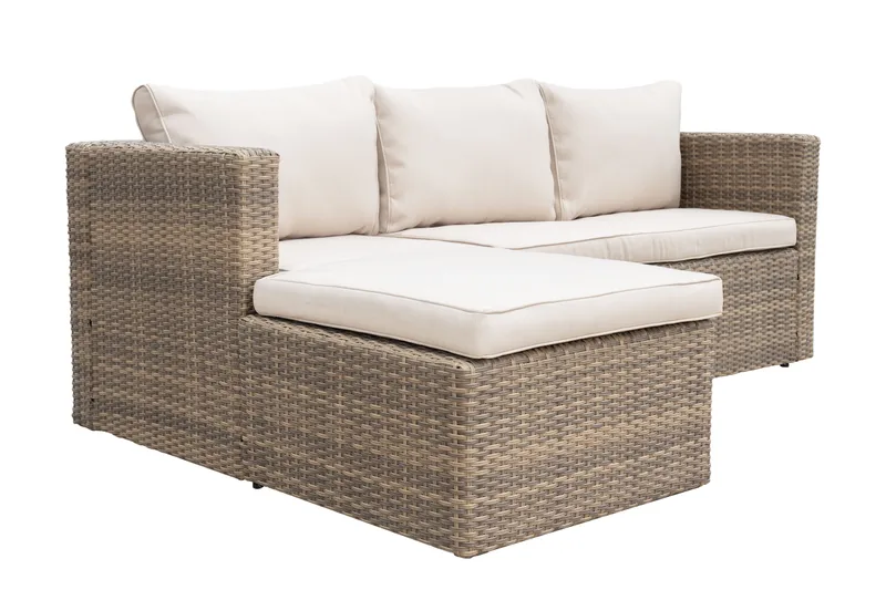 Mendoza 4-istuttava Sohvaryhmä - Ruskea / Beiget tyynyt - Puutarhakalusteet - Terassiryhmät - Sohvaryhmät ulos