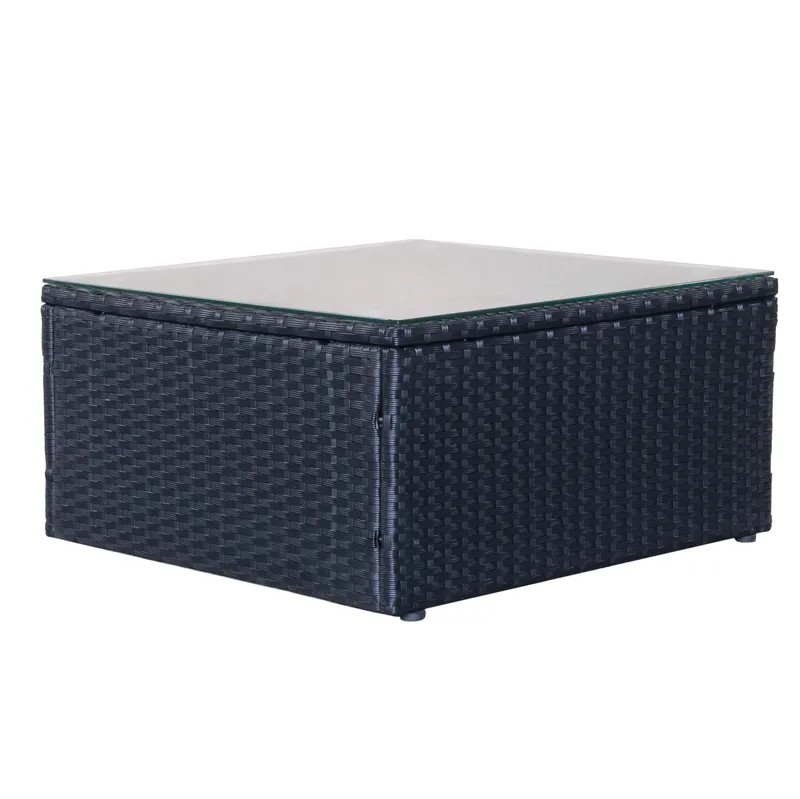 Mendoza L-mallinen 4-istuttava sohvaryhmä polyrottinkia parvekkeelle ja terassille - Musta / valkoiset pehmusteet - Puutarhakalusteet - Terassiryhmät - Sohvaryhmät ulos