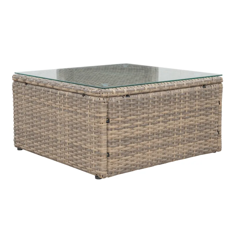 Mendoza L-mallinen 4-istuttava sohvaryhmä polyrottinkia parvekkeelle ja terassille - Ruskeat / beiget pehmusteet - Puutarhakalusteet - Terassiryhmät - Sohvaryhmät ulos