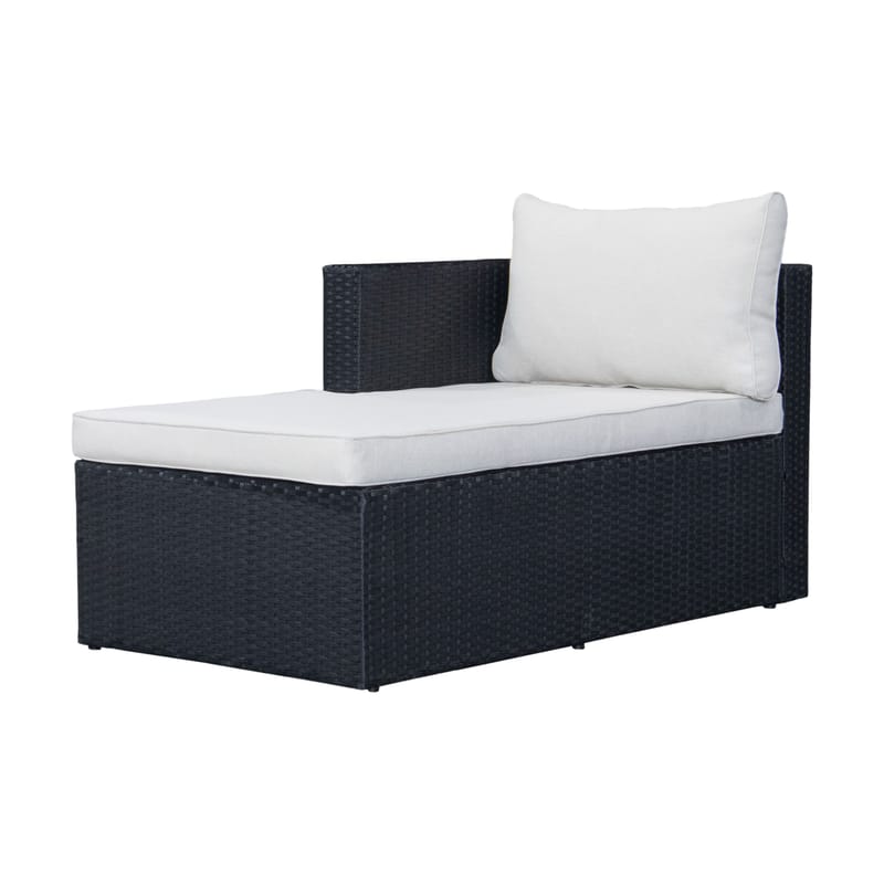 Mendoza L-mallinen 4-istuttava sohvaryhmä polyrottinkia parvekkeelle ja terassille - Musta / valkoiset pehmusteet - Puutarhakalusteet - Terassiryhmät - Sohvaryhmät ulos