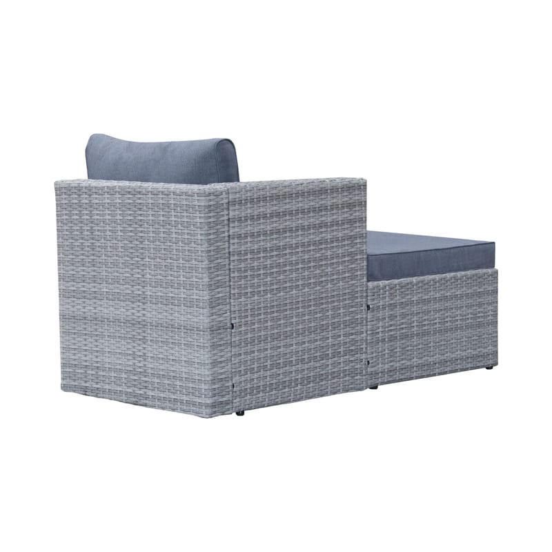 Mendoza L-mallinen 4-istuttava sohvaryhmä polyrottinkia parvekkeelle ja terassille - Harmaat / siniset pehmusteet - Puutarhakalusteet - Terassiryhmät - Sohvaryhmät ulos