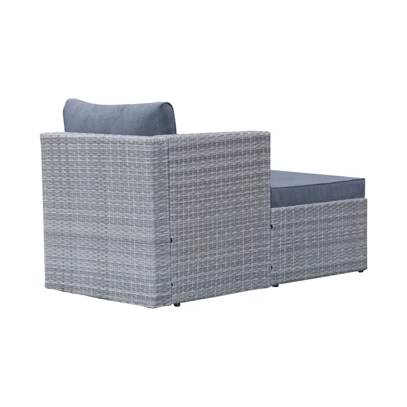 Mendoza L-mallinen 4-istuttava sohvaryhmä polyrottinkia parvekkeelle ja terassille - Harmaat / siniset pehmusteet - Puutarhakalusteet - Terassiryhmät - Sohvaryhmät ulos