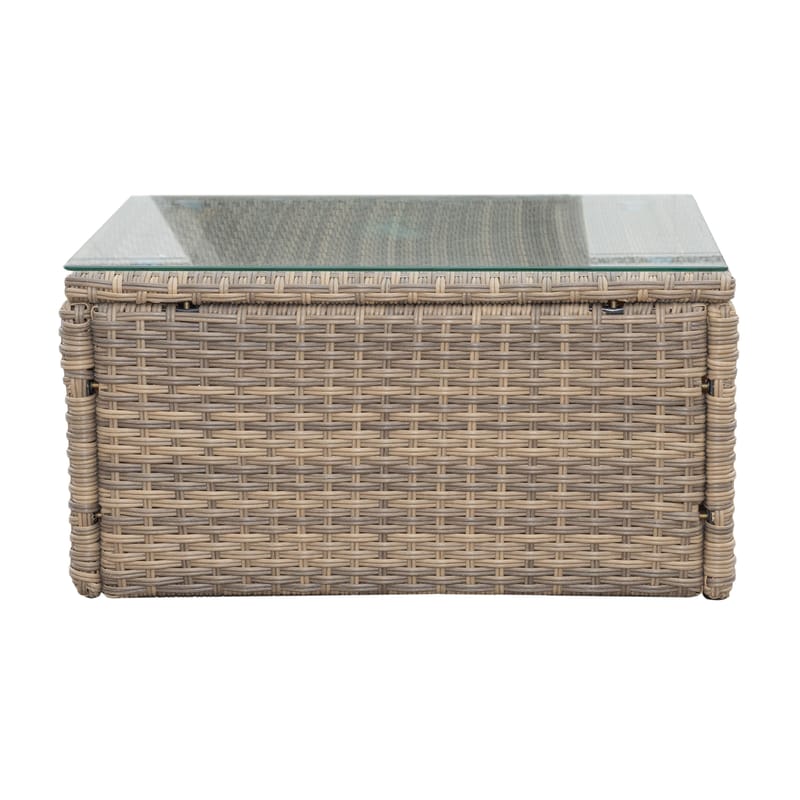 Mendoza L-mallinen 4-istuttava sohvaryhmä polyrottinkia parvekkeelle ja terassille - Ruskeat / beiget pehmusteet - Puutarhakalusteet - Terassiryhmät - Sohvaryhmät ulos