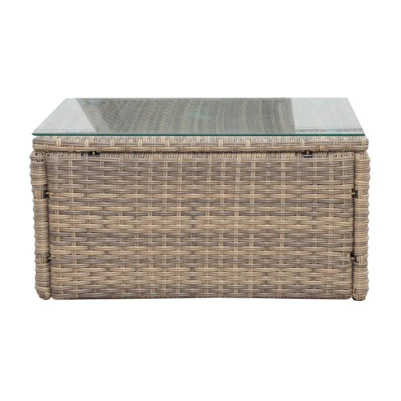 Mendoza L-mallinen 4-istuttava sohvaryhmä polyrottinkia parvekkeelle ja terassille - Ruskeat / beiget pehmusteet - Puutarhakalusteet - Terassiryhmät - Sohvaryhmät ulos