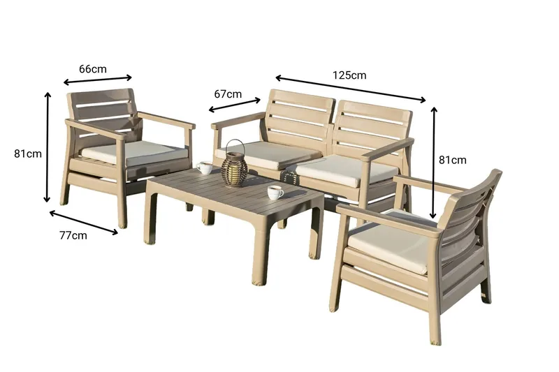 Momira Lounge-ryhmä ulkokäyttöön - Desert Beige - Puutarhakalusteet - Terassiryhmät - Sohvaryhmät ulos