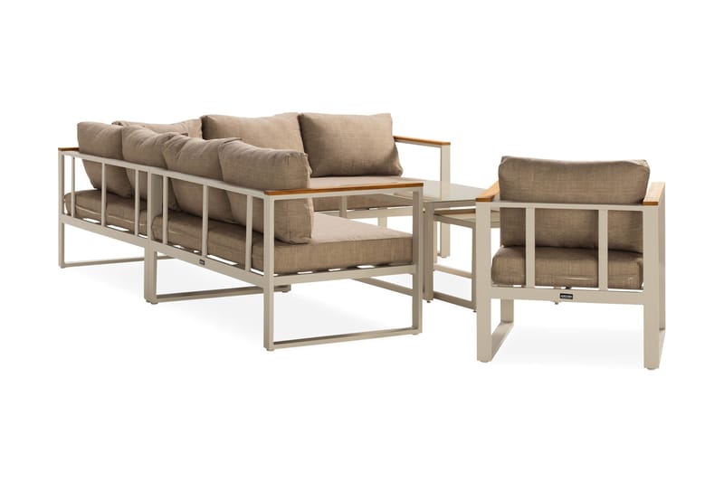 Oleskeluryhmä Aspvik - Beige/Harmaa - Puutarhakalusteet - Terassiryhmät - Oleskeluryhmät