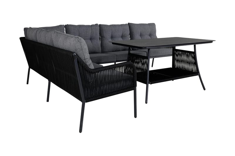 Berlin-kulmaoleskeluryhmä ulkokäyttöön musta/harmaa - Venture Home - Puutarhakalusteet - Terassiryhmät - Oleskeluryhmät