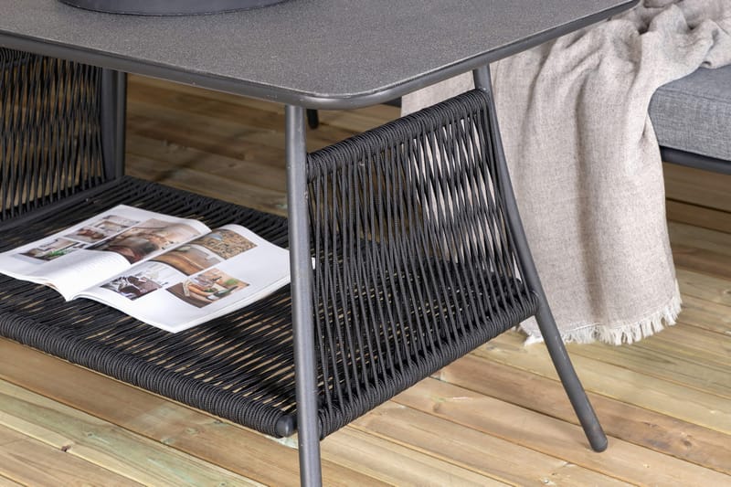 Berlin-kulmaoleskeluryhmä ulkokäyttöön musta/harmaa - Venture Home - Puutarhakalusteet - Terassiryhmät - Oleskeluryhmät