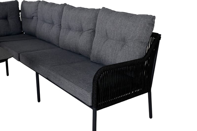 Berlin-kulmaoleskeluryhmä ulkokäyttöön musta/harmaa - Venture Home - Puutarhakalusteet - Terassiryhmät - Oleskeluryhmät