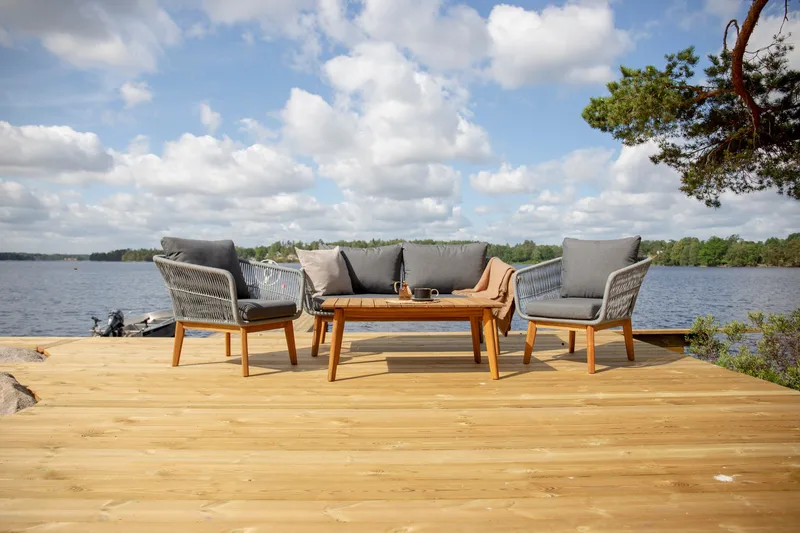 Chania-oleskeluryhmä ulkokäyttöön - Harmaa - Puutarhakalusteet - Terassiryhmät - Oleskeluryhmät