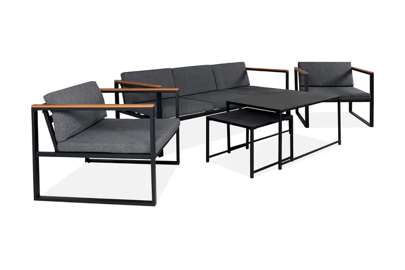 Dakar-oleskeluryhmä ulkokäyttöön - Musta - Puutarhakalusteet - Terassiryhmät - Oleskeluryhmät