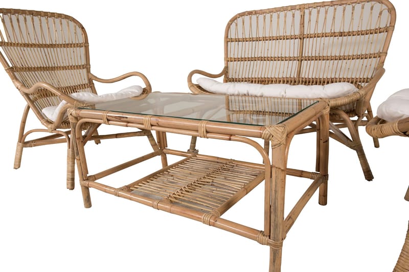 Ella-oleskeluryhmä tyynyillä - Puu/luonnonväri - Puutarhakalusteet - Terassiryhmät - Oleskeluryhmät