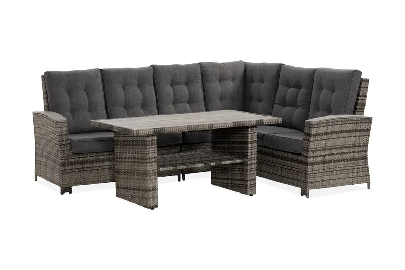 James Luxury lounge-ryhmä, käännettävä - Harmaat / mustat pehmusteet - Puutarhakalusteet - Terassiryhmät - Oleskeluryhmät