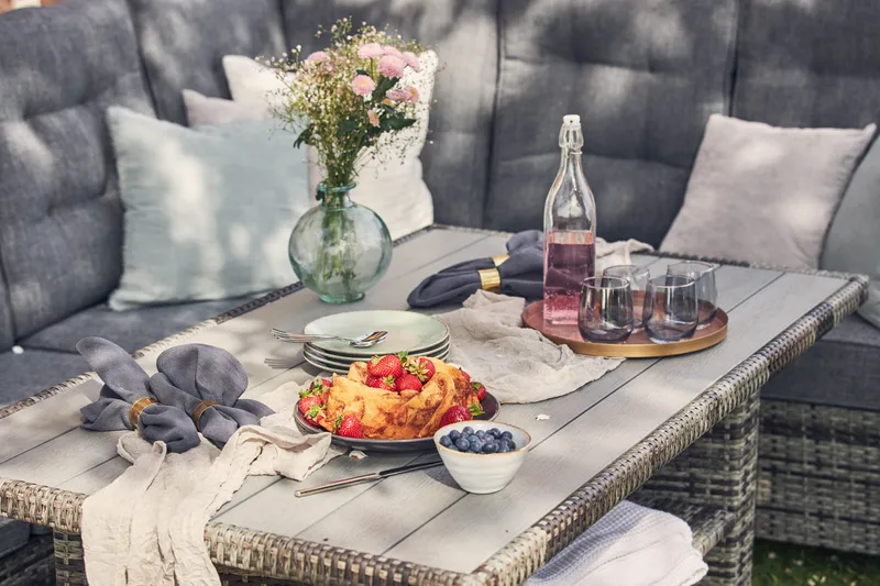 James Luxury lounge-ryhmä, käännettävä - Harmaat / mustat pehmusteet - Puutarhakalusteet - Terassiryhmät - Oleskeluryhmät