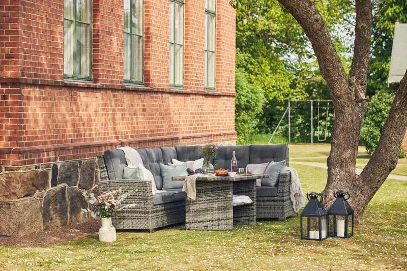 James Luxury lounge-ryhmä, käännettävä - Harmaat / mustat pehmusteet - Puutarhakalusteet - Terassiryhmät - Oleskeluryhmät