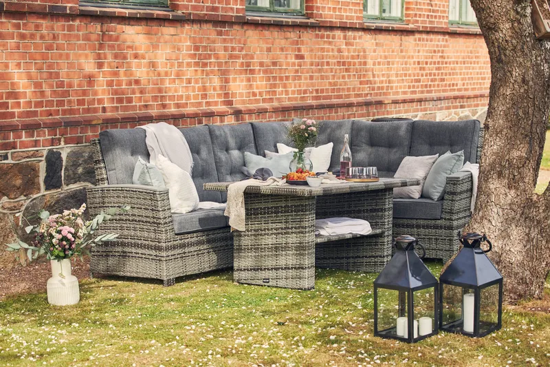 James Luxury lounge-ryhmä, käännettävä - Harmaat / mustat pehmusteet - Puutarhakalusteet - Terassiryhmät - Oleskeluryhmät