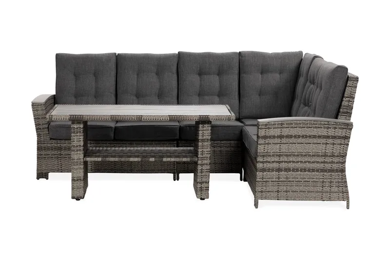 James Luxury lounge-ryhmä, käännettävä, Harmaat / mustat pehmusteet